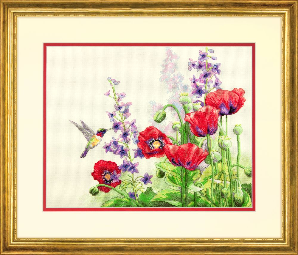 Dimensions Hummingbird & Poppies Cross Stitch Kit