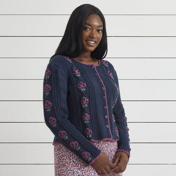Embroidered Cardigan - Knitting Pattern for Women in Debbie Bliss Cashmerino DK by Debbie Bliss - DB408 - Downloadable PDF