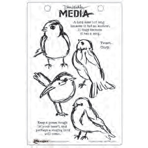 Ranger Dina Wakley Media Cling Stamps 6"X9" - Scribbly Birds