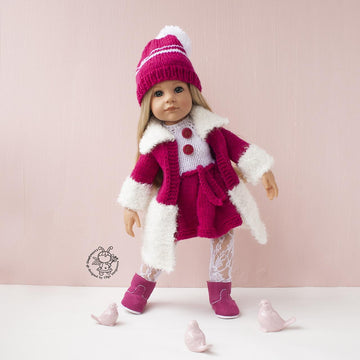 Outfit  Raspberries for 18in doll knitting flat