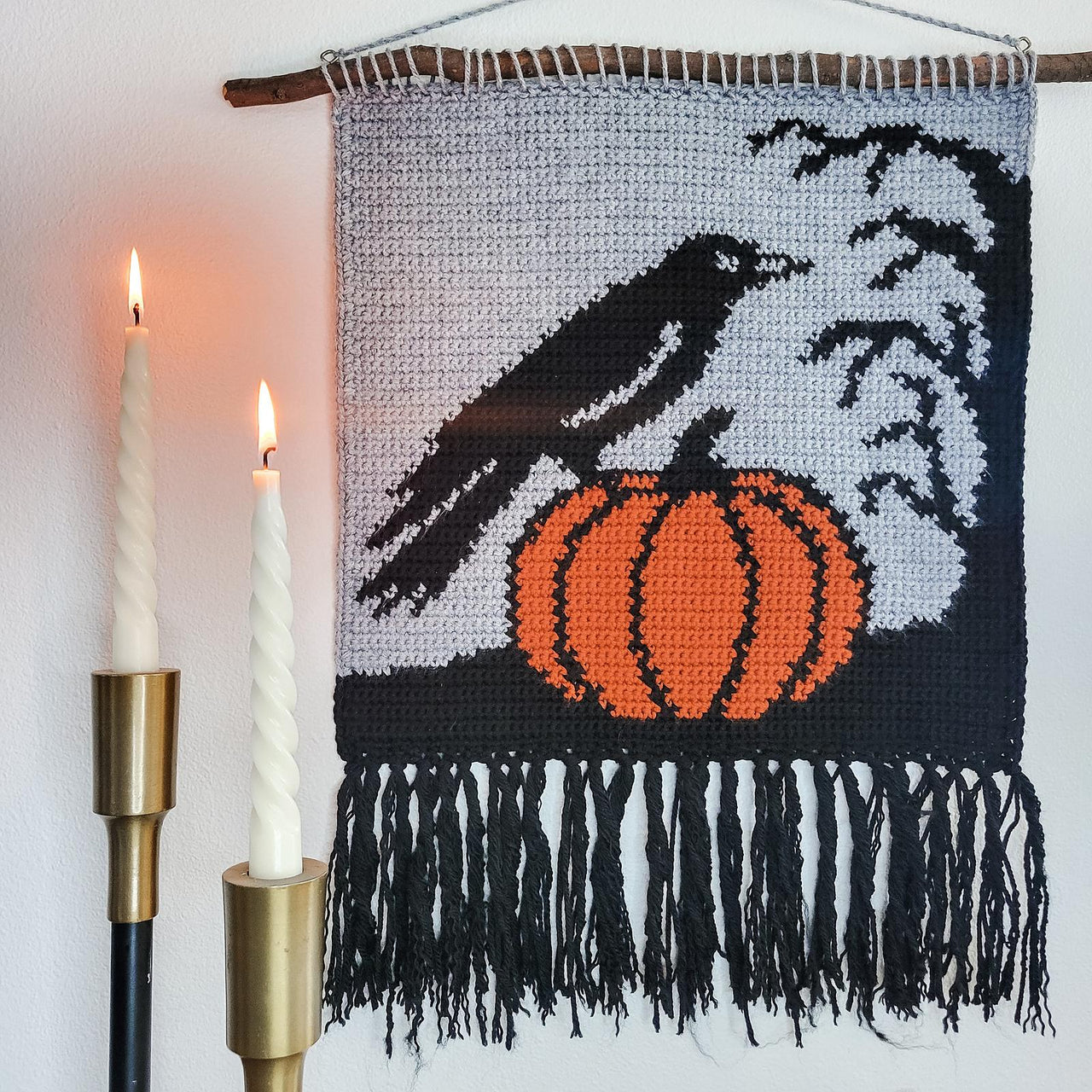 Fall Raven & Pumpkin Tapestry