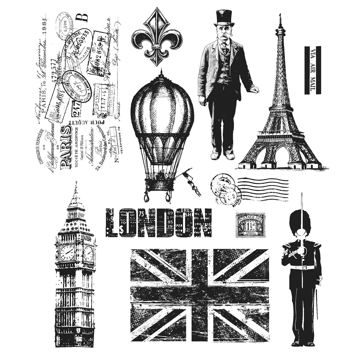 Stampers Anonymous Tim Holtz Cling Stamps 7"X8.5" - Paris To London