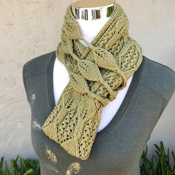 Leaves Strings Infinity Scarf (Leaf/Cotton/Infinity Scarf/Cowl Knitting Pattern)