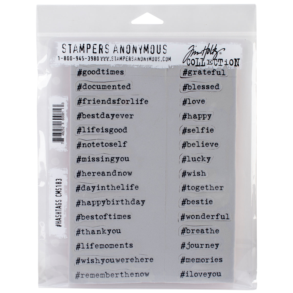 Stampers Anonymous Tim Holtz Cling Stamps 7"X8.5" - Hashtags