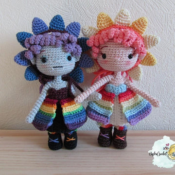 Doll crochet pattern tutorial "Mini rainbow fairy"