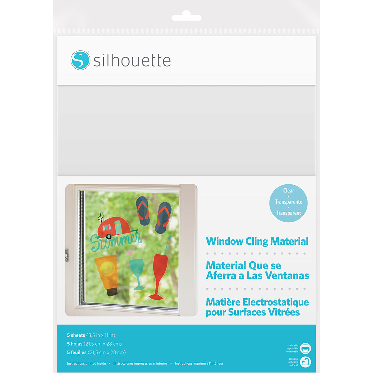 Silhouette America Silhouette Printable Window Cling 8.5"X11" 5/Pkg - Clear