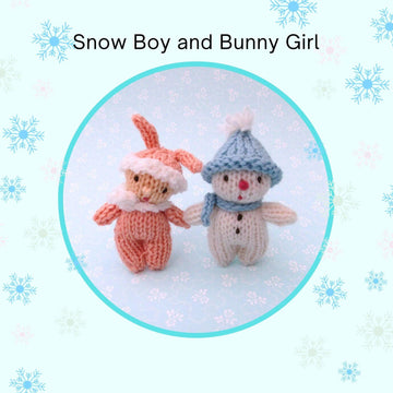 Little snow boy and bunny girl