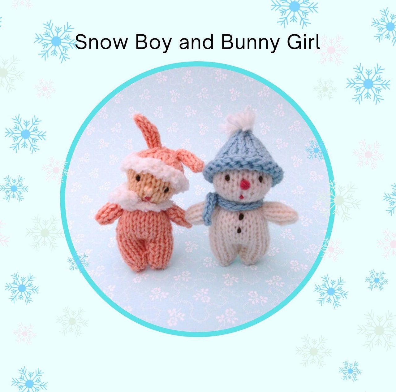 Little snow boy and bunny girl