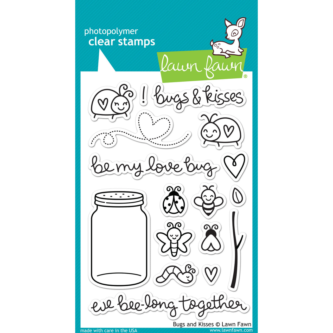 Lawn Fawn Clear Stamps 4"X6" - Bugs & Kisses