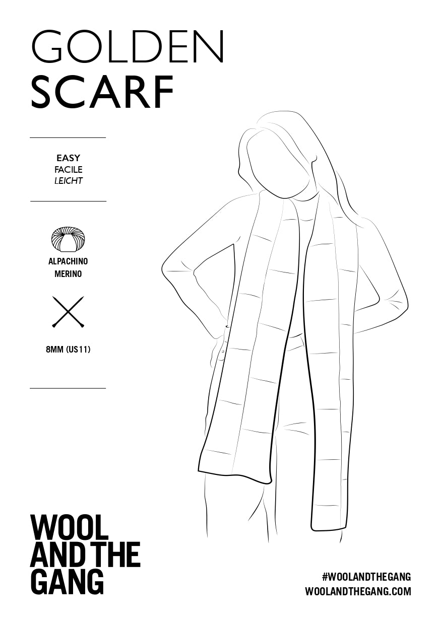 Golden Scarf in Wool and the Gang Alpachino - Downloadable PDF