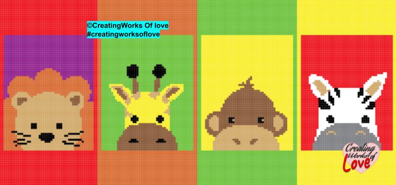 Rainbow Jungle Animal Squares Stitch Graph