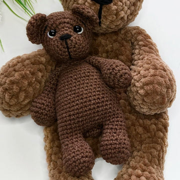 Crochet bear snuggler pattern, easy crochet baby lovey blanket pattern