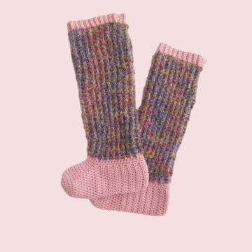 Crochet Womens Knee High Slippers