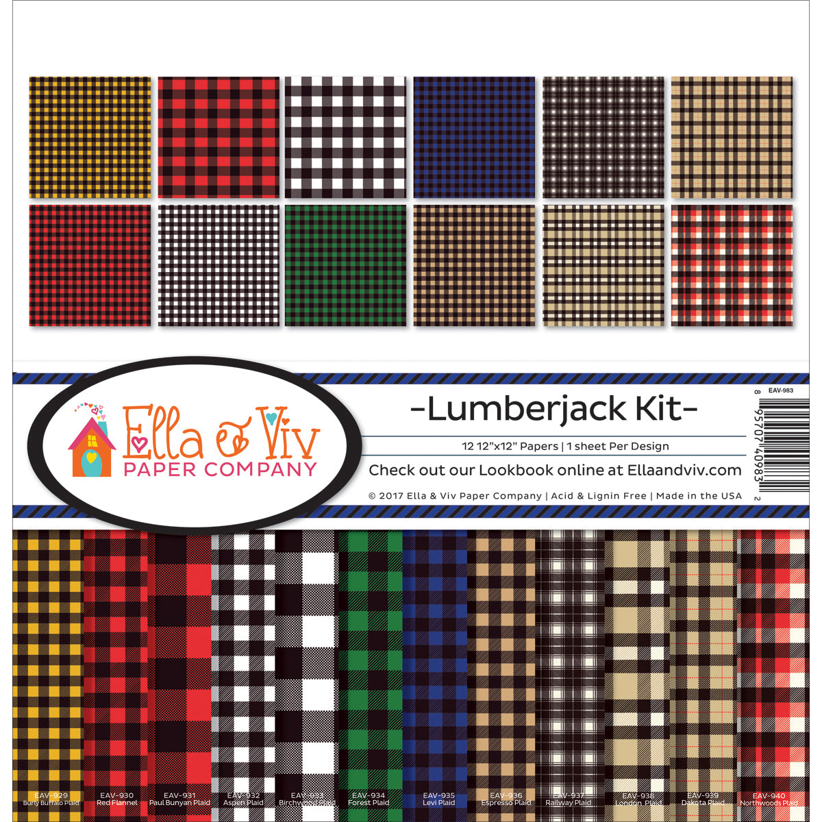 Reminisce Ella & Viv Collection Kit 12"X12" - Lumberjack