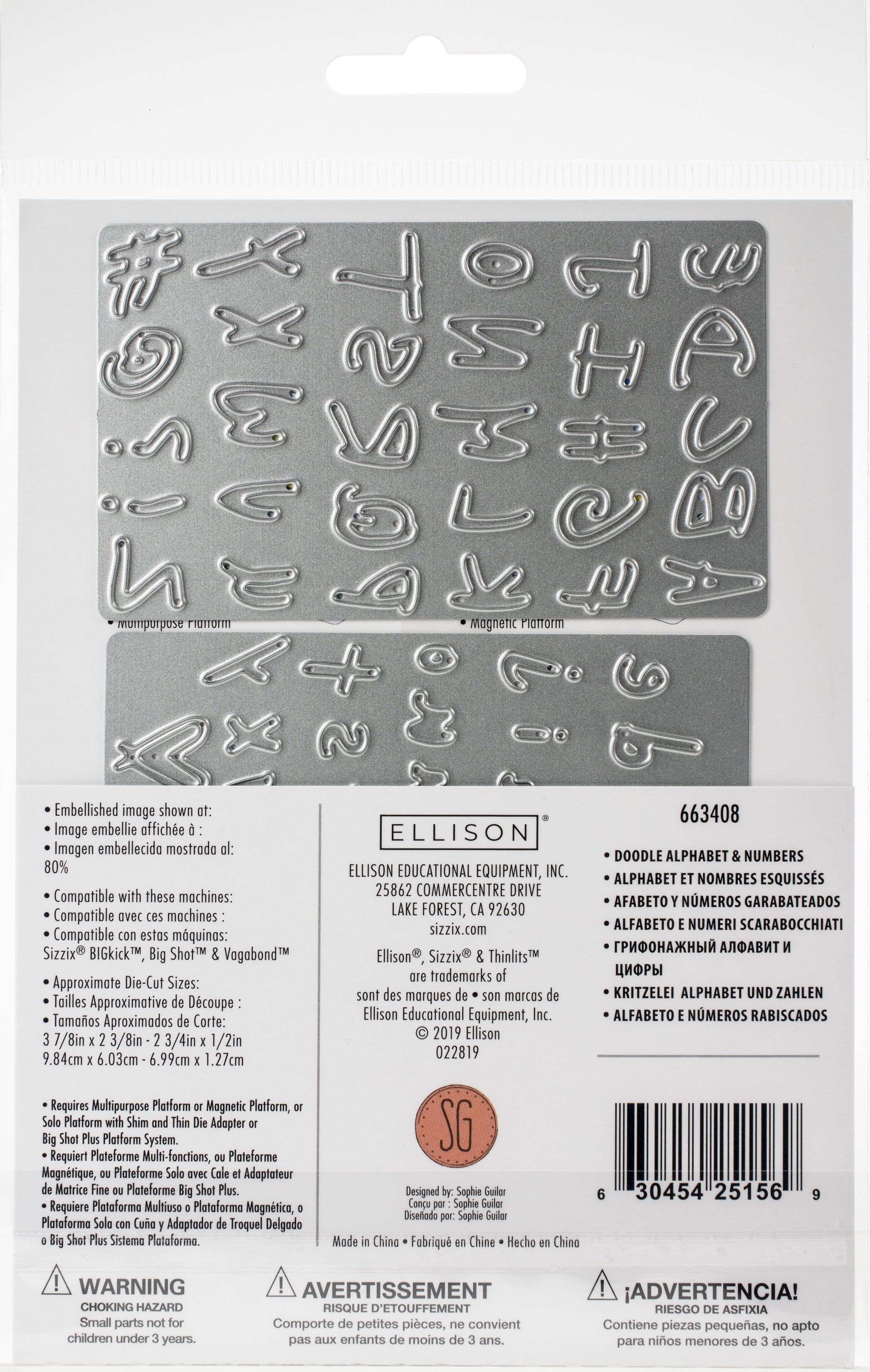 Sizzix Thinlits Dies By Sophie Guilar - Doodle Alphabet & Numbers