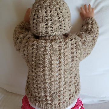 Jenna - babies 8ply lace cardigan
