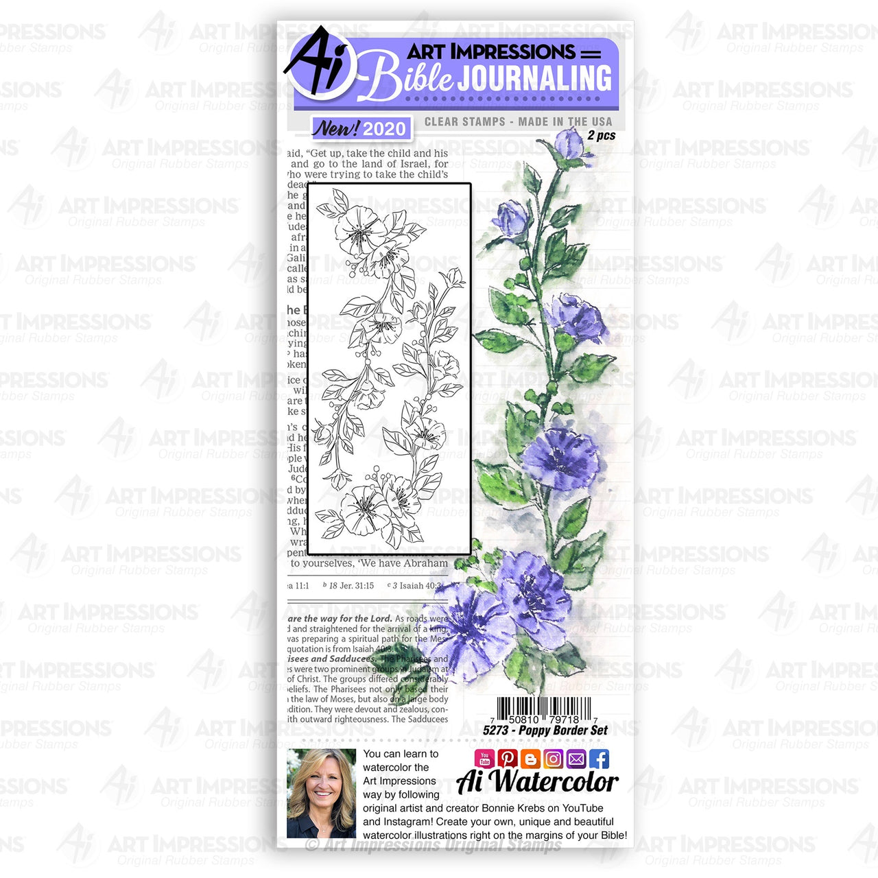 Art Impressions Bible Journaling Clear Stamps - Poppy Border