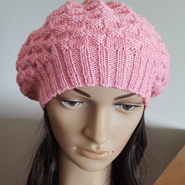 Audrey - 8ply block stitch slouchy beanie, sizes 2 years to lady