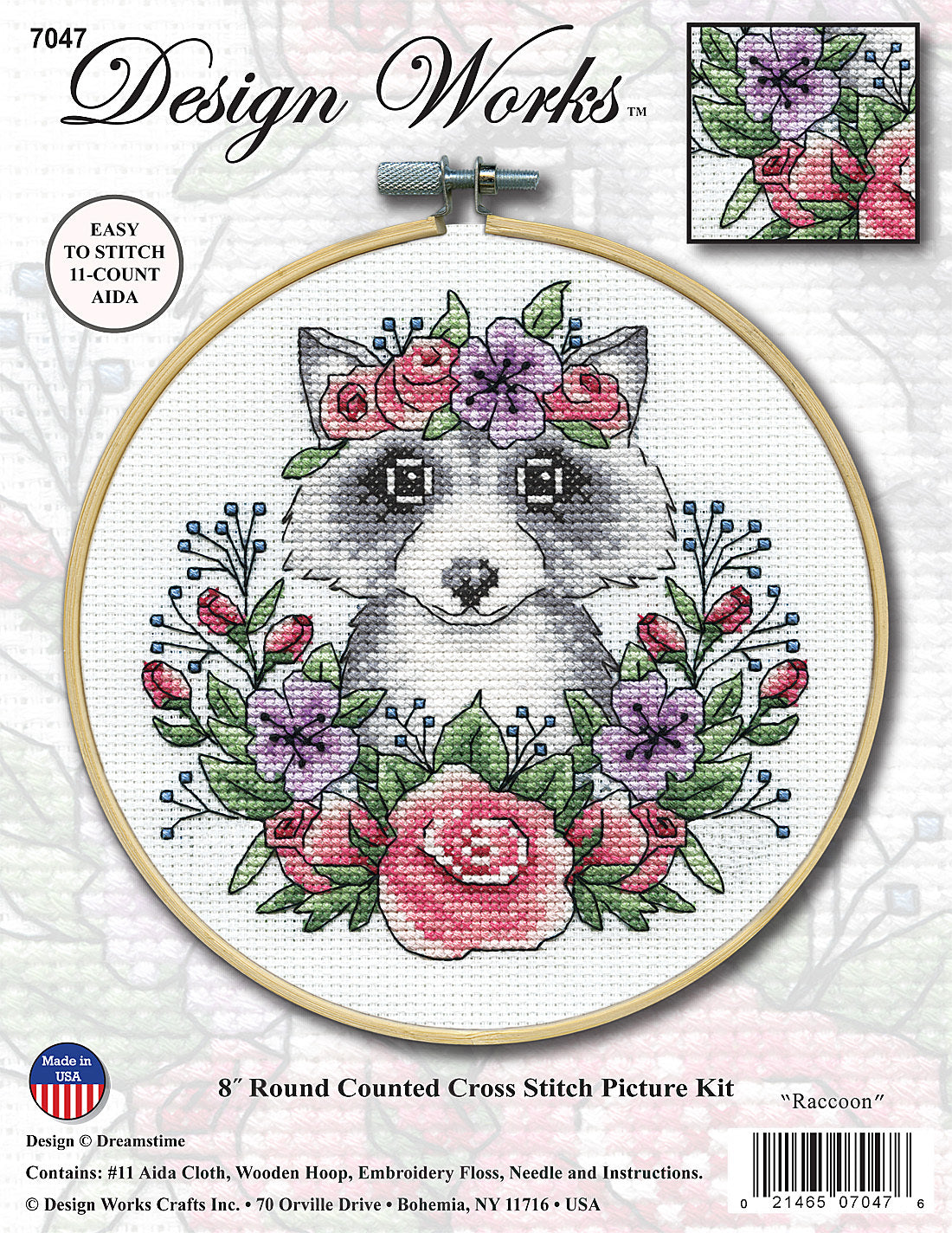 Design Works Racoon Cross Stitch Kit - 8in Round