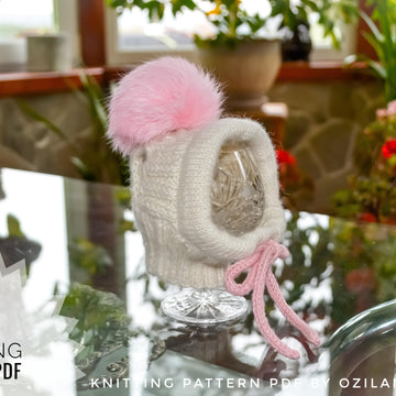 Wool dog hat with pom pom