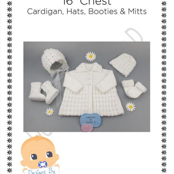 Eira matinee, bonnet or beanie, booties & mitts Baby Knitting Pattern