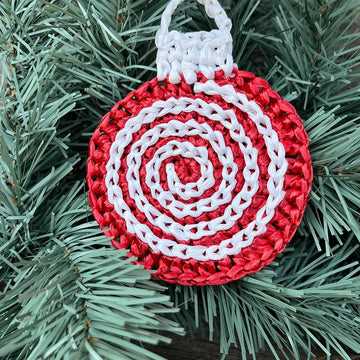 Crochet Coasters Candy spiral Pattern, Crochet Christmas ornament