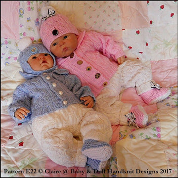 Cabled Pram Suit 16-22” doll/newborn/0-3m baby