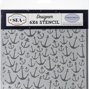 Echo Park Paper Carta Bella Stencil 6"X6" - Nautical Anchors