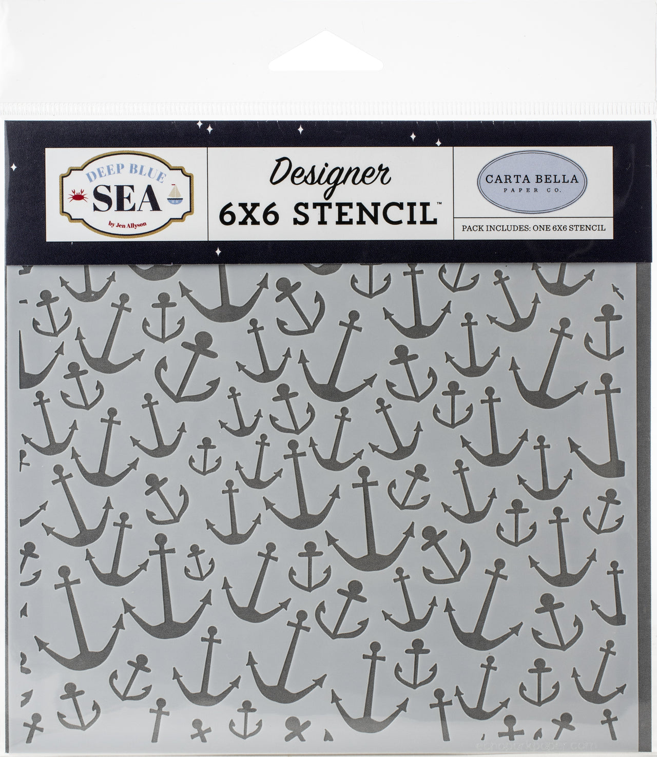 Echo Park Paper Carta Bella Stencil 6"X6" - Nautical Anchors