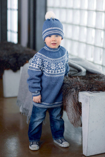 Kinderpullover mit Rundpasse und Mütze in Schachenmayr Merino Extrafine 120 - S7039  