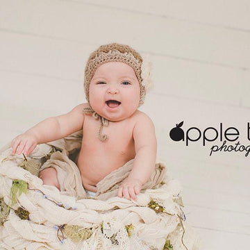 Diagonal Spike Stitch Baby Bonnet