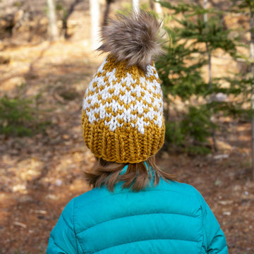 Fair Isle Hat Diamonds Women Chunky Toque Winter Pompom
