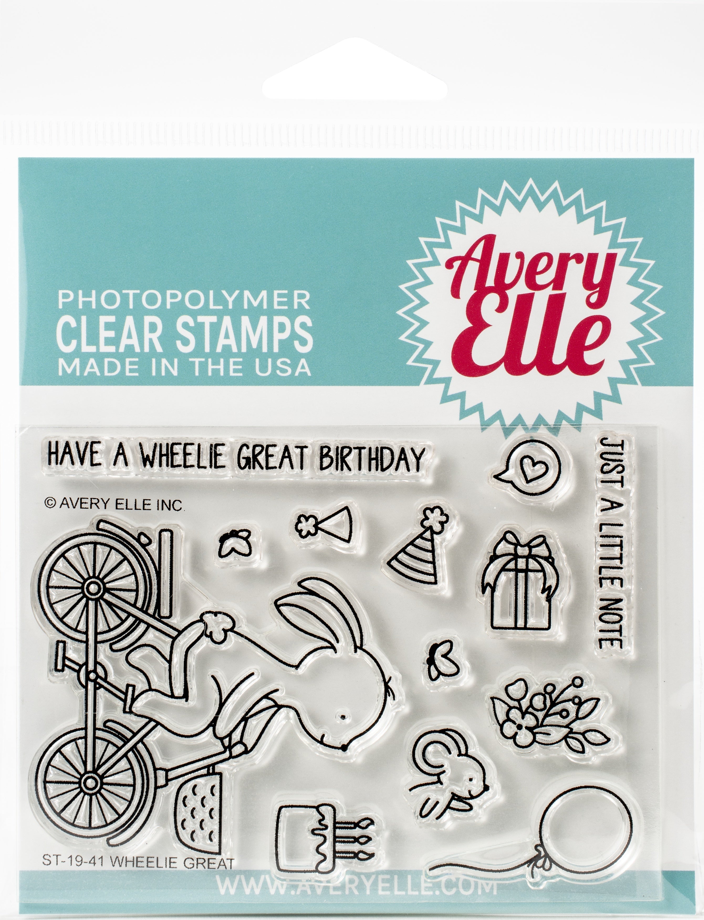 Avery Elle Clear Stamp Set 4"X3" - Wheelie Great