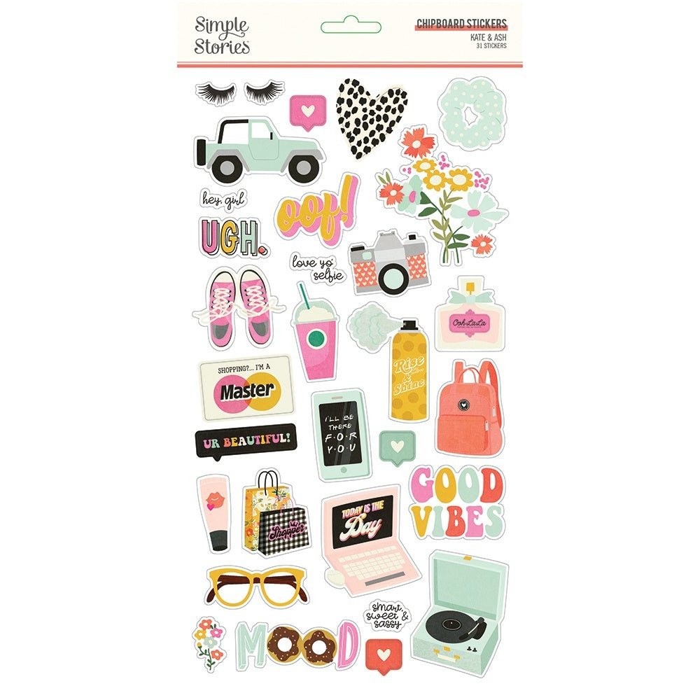 Simple Stories Kate & Ash Chipboard Stickers 6"X12" - 620039