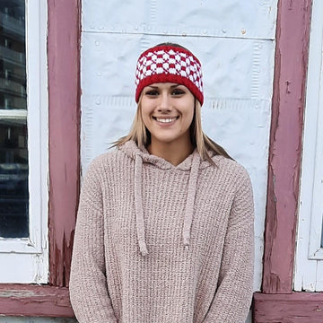 Red and White Checkerboard Headband