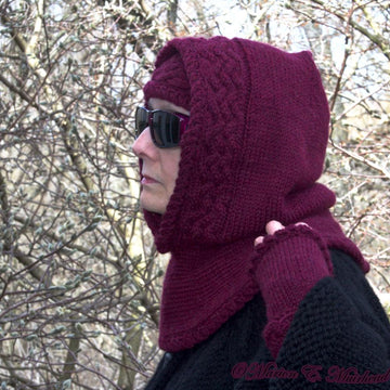 Seidr Cabled Hood, Headband & Wrist Cuffs