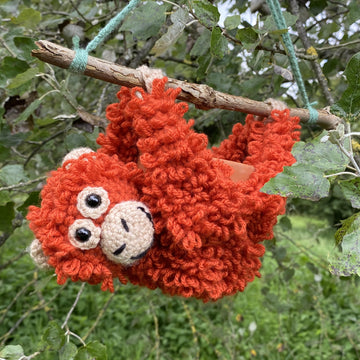 Darwin the Orangutan Crochet Hanging Basket