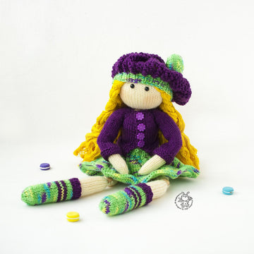 Doll Janet (Beads jointed ) knitted flat