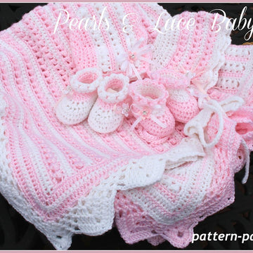 Pearls & Lace Bonnet & Booties 14-137