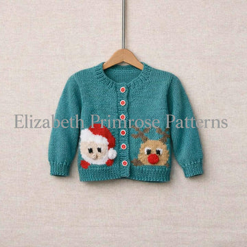Santa & Rudolph Peekaboo Cardigans Knitting Pattern P107 – Elizabeth Primrose Patterns