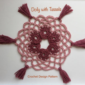 Crochet doily / coaster with tassels -pdf pattern-