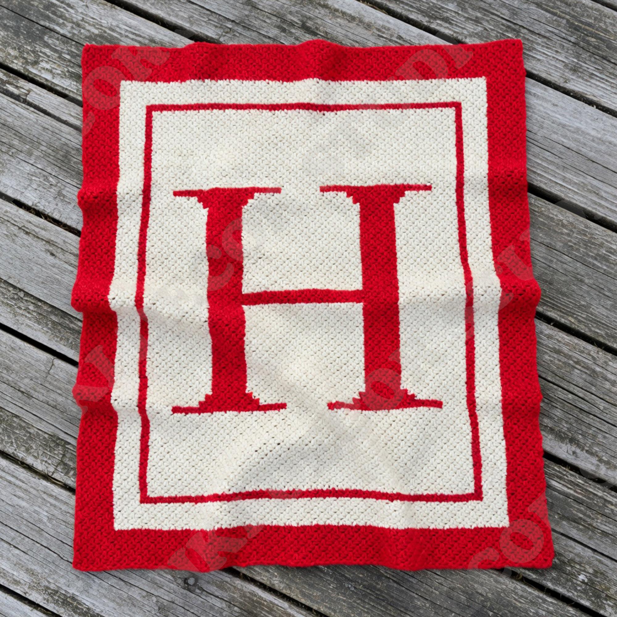 Letter H Alphabet Blanket C2C CROCHET PATTERN