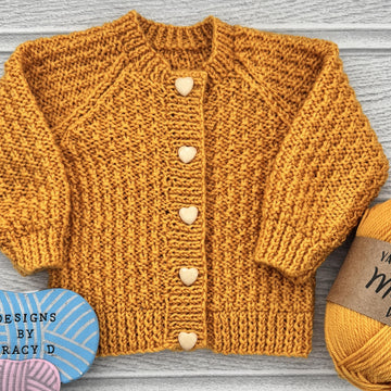 Jennifer Baby Cardigan 16" to 20" chest size. Approx 0-9mths
