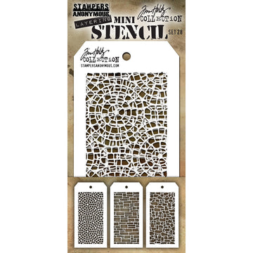 Stampers Anonymous Tim Holtz Mini Layered Stencil Set 3/Pkg - Set #28