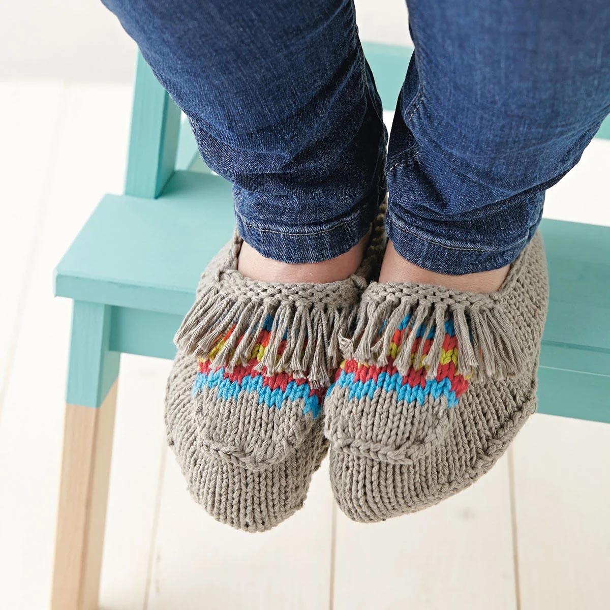 Moccasin Slippers Knitting Pattern