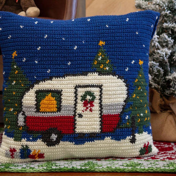 Holiday Camper Crochet Pillow