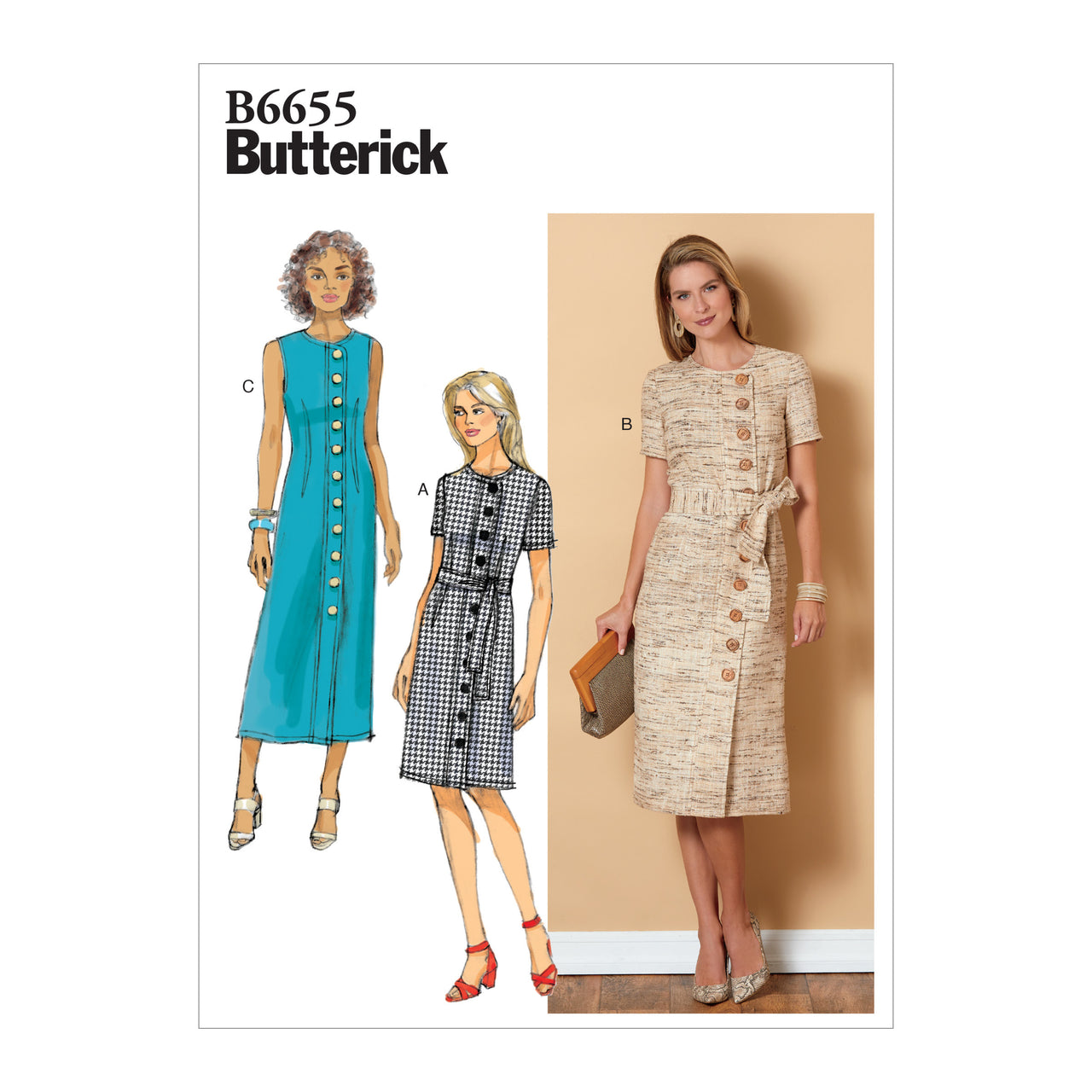 Butterick Misses'/Misses' Petite Dress and Sash B6655 - Sewing Pattern