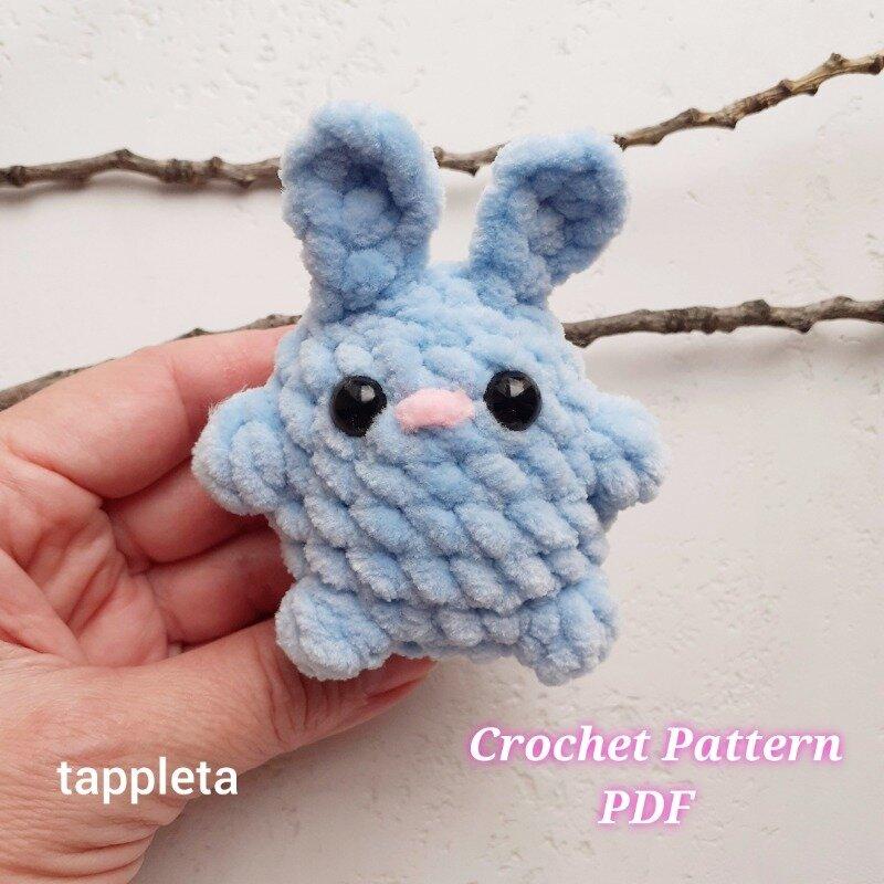 Baby bunny crochet pattern pdf, Plush bunny pocket toy handmade, Amigurumi rabbit keychain, Easter day gift for kids, Easter crochet pattern