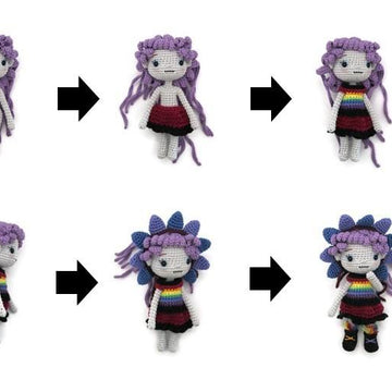 Doll crochet pattern tutorial "Mini rainbow fairy"