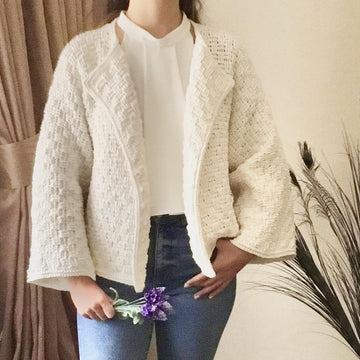Harmony Basketweave Draped Collar Jacket N 639
